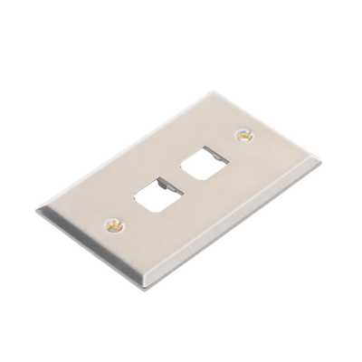 PANDUIT - Placa de Pared Vertical, de Acero Inoxidable, Salida Para 2 Puertos Mini-Com