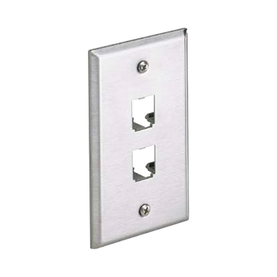 PANDUIT - Placa de Pared Vertical, de Acero Inoxidable, Salida Para 2 Puertos Mini-Com
