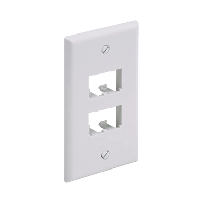 PANDUIT - Placa de Pared Vertical Clásica, Salida Para 4 Puertos Mini-Com, Color Blanco Mate
