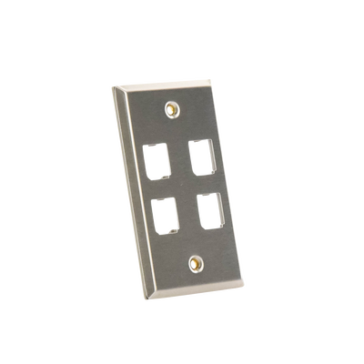 PANDUIT - Placa de Pared Vertical, de Acero Inoxidable, Salida Para 4 Puertos Mini-Com