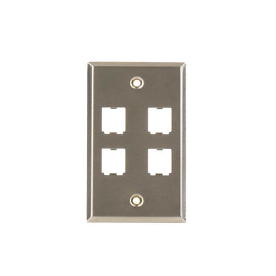 PANDUIT - Placa de Pared Vertical, de Acero Inoxidable, Salida Para 4 Puertos Mini-Com