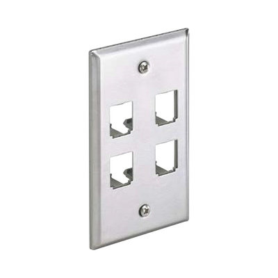 PANDUIT - Placa de Pared Vertical, de Acero Inoxidable, Salida Para 4 Puertos Mini-Com