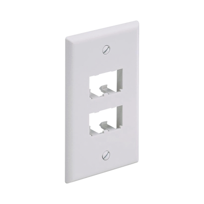 PANDUIT - Placa de Pared Vertical Clásica, Salida Para 4 Puertos Mini-Com, Color Blanco