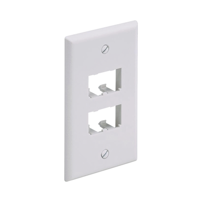 PANDUIT - Placa de Pared Vertical Clásica, Salida Para 4 Puertos Mini-Com, Color Blanco
