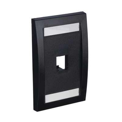 PANDUIT - Placa de Pared Vertical Ejecutiva, Salida de 1 Puerto Mini-Com, Con Espacios Para Etiquetas, Color Negro
