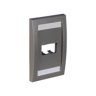 PANDUIT - Placa de Pared Vertical Ejecutiva, Salida Para 2 Puertos Mini-Com, Con Espacios Para Etiquetas, Color Gris