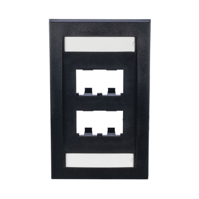 PANDUIT - Placa de Pared Vertical Ejecutiva, Salida de 4 Puertos Mini-Com, Con Espacios Para Etiquetas, Color Negro