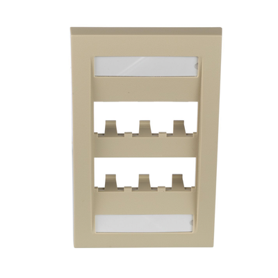 PANDUIT - Placa de Pared Vertical Ejecutiva, Salida Para 6 Puertos Mini-Com, Con Espacios Para Etiquetas, Color Marfil