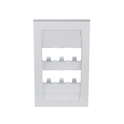 PANDUIT - Placa de Pared Vertical Ejecutiva, Salida Para 6 Puertos Mini-Com, Con Espacios Para Etiquetas, Color Blanco