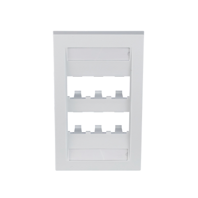 PANDUIT - Placa de Pared Vertical Ejecutiva, Salida Para 6 Puertos Mini-Com, Con Espacios Para Etiquetas, Color Blanco