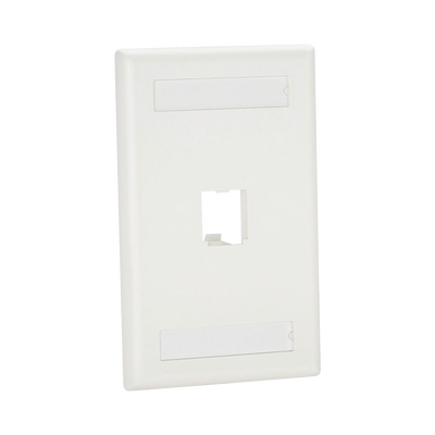 PANDUIT - Placa de Pared Vertical Clásica, Salida Para 1 Puerto Mini-Com, Con Espacios Para Etiquetas, Color Blanco Mate