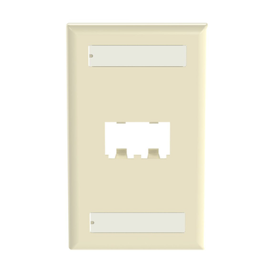 PANDUIT - Placa de Pared Vertical Clásica, Salida Para 2 Puertos Mini-Com, Con Espacios Para Etiquetas, Color Marfil