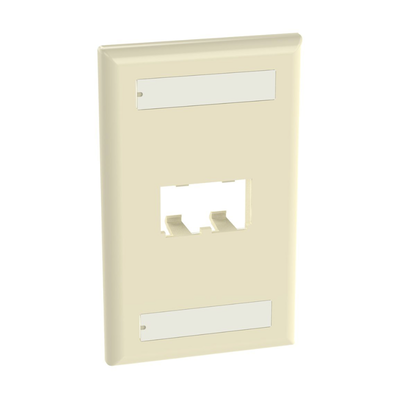 PANDUIT - Placa de Pared Vertical Clásica, Salida Para 2 Puertos Mini-Com, Con Espacios Para Etiquetas, Color Marfil
