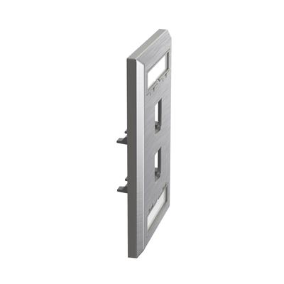 PANDUIT - Placa de Pared Vertical, de Acero Inoxidable, Salida Para 2 Puertos Mini-Com, Con Espacios Para Etiquetas