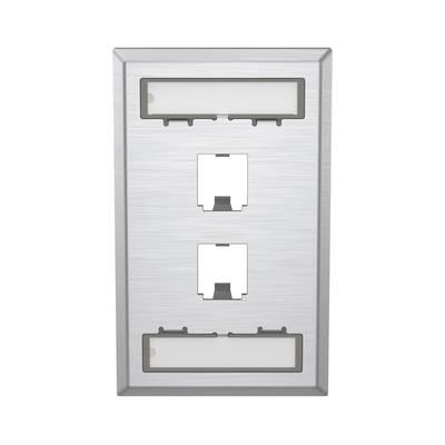 PANDUIT - Placa de Pared Vertical, de Acero Inoxidable, Salida Para 2 Puertos Mini-Com, Con Espacios Para Etiquetas