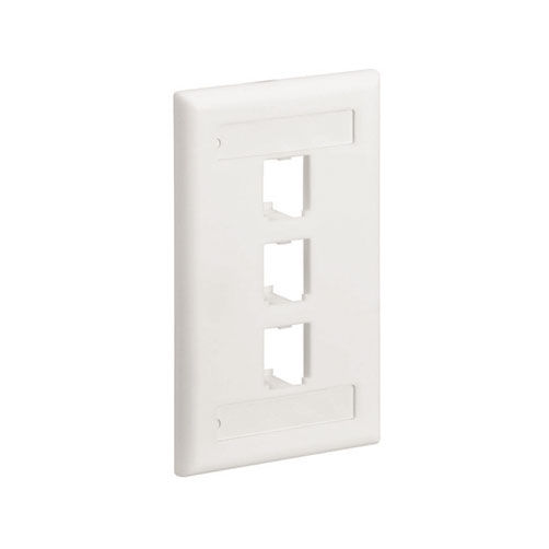 PANDUIT - Placa de Pared Vertical Clásica, Salida Para 3 Puertos Mini-Com, Con Espacios Para Etiquetas, Color Blanco Mate