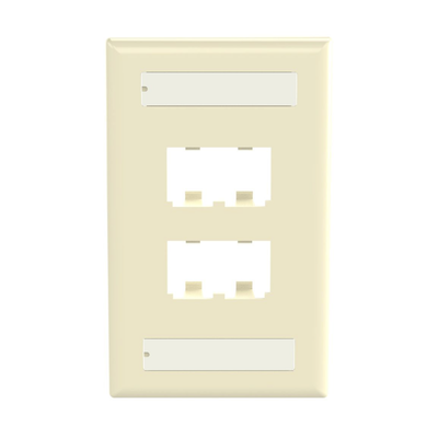 PANDUIT - Placa de Pared Vertical Clásica, Salida Para 4 Puertos Mini-Com, Con Espacios Para Etiquetas, Color Marfil