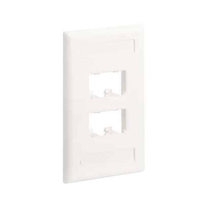 PANDUIT - Placa de Pared Vertical Clásica, Salida Para 4 Puertos Mini-Com, Con Espacios Para Etiquetas, Color Blanco Mate