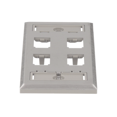 PANDUIT - Placa de Pared Vertical, de Acero Inoxidable, Salida Para 4 Puertos Mini-Com, Con Espacios Para Etiquetas