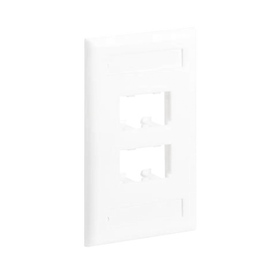 PANDUIT - Placa de Pared Vertical Clásica, Salida Para 4 Puertos Mini-Com, Con Espacios Para Etiquetas, Color Blanco