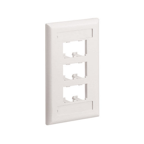 PANDUIT - Placa de Pared Vertical Clásica, Salida Para 6 Puertos Mini-Com, Con Espacios Para Etiquetas, Color Blanco Mate