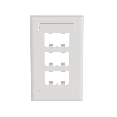 PANDUIT - Placa de Pared Vertical Clásica, Salida Para 6 Puertos Mini-Com, Con Espacios Para Etiquetas, Color Blanco