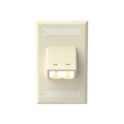 PANDUIT - Placa de Pared Vertical Clásica, Salida Para 2 Puertos Mini-Com Inclinados, Con Espacios Para Etiquetas, Color Marfil