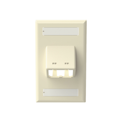PANDUIT - Placa de Pared Vertical Clásica, Salida Para 2 Puertos Mini-Com Inclinados, Con Espacios Para Etiquetas, Color Marfil