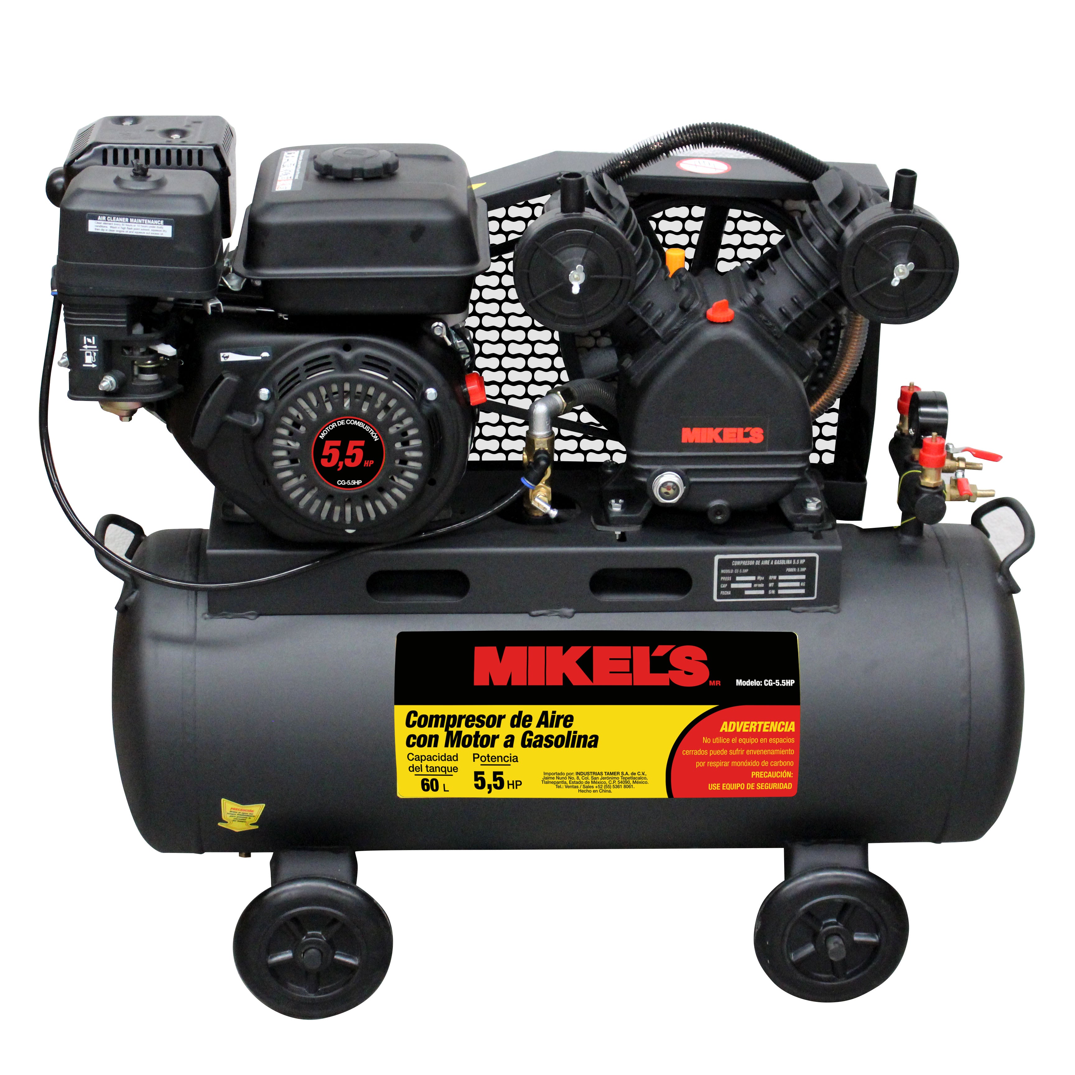 Compresor de aire 5.5 HP Motor a Gasolina (60 lts)