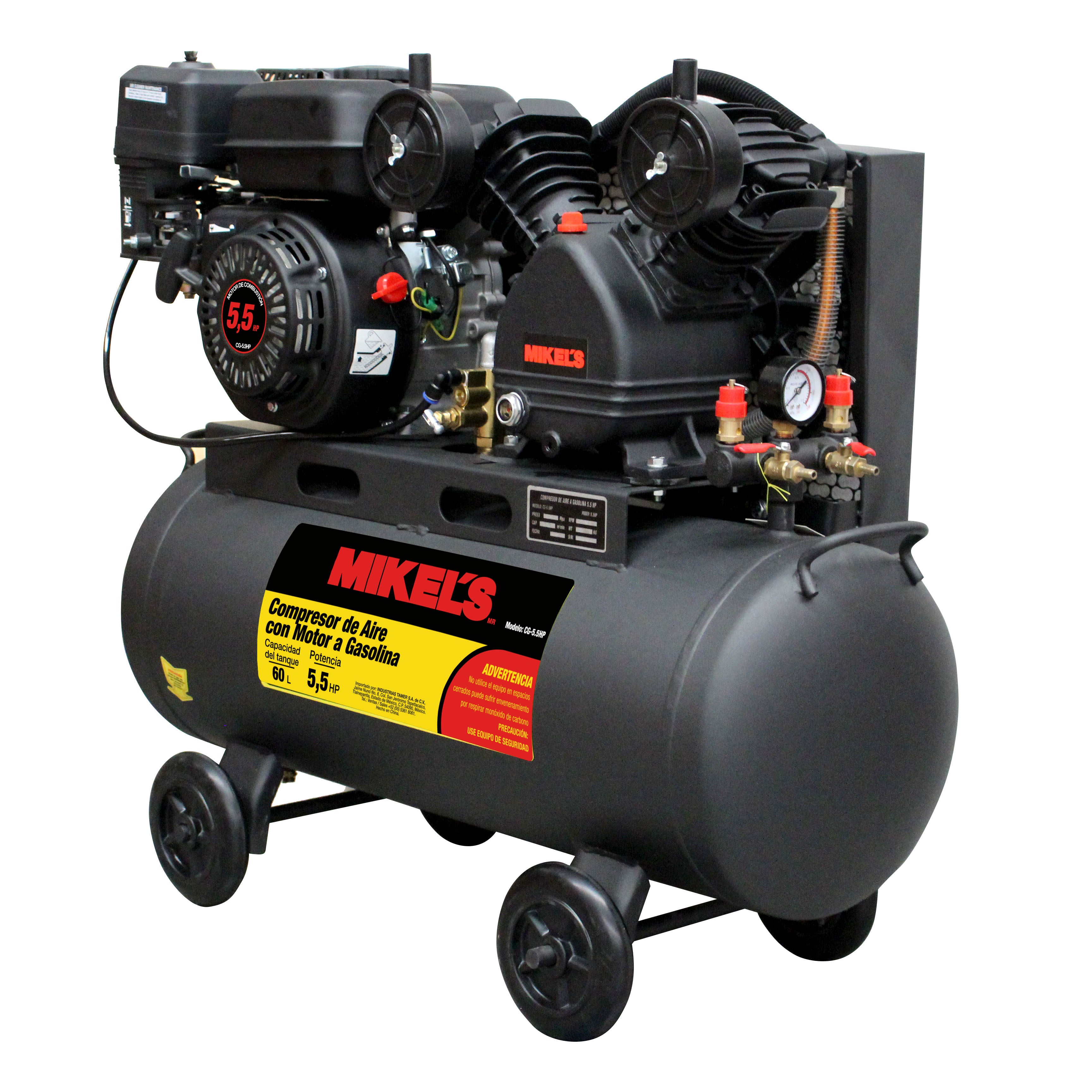 Compresor de aire 5.5 HP Motor a Gasolina (60 lts)