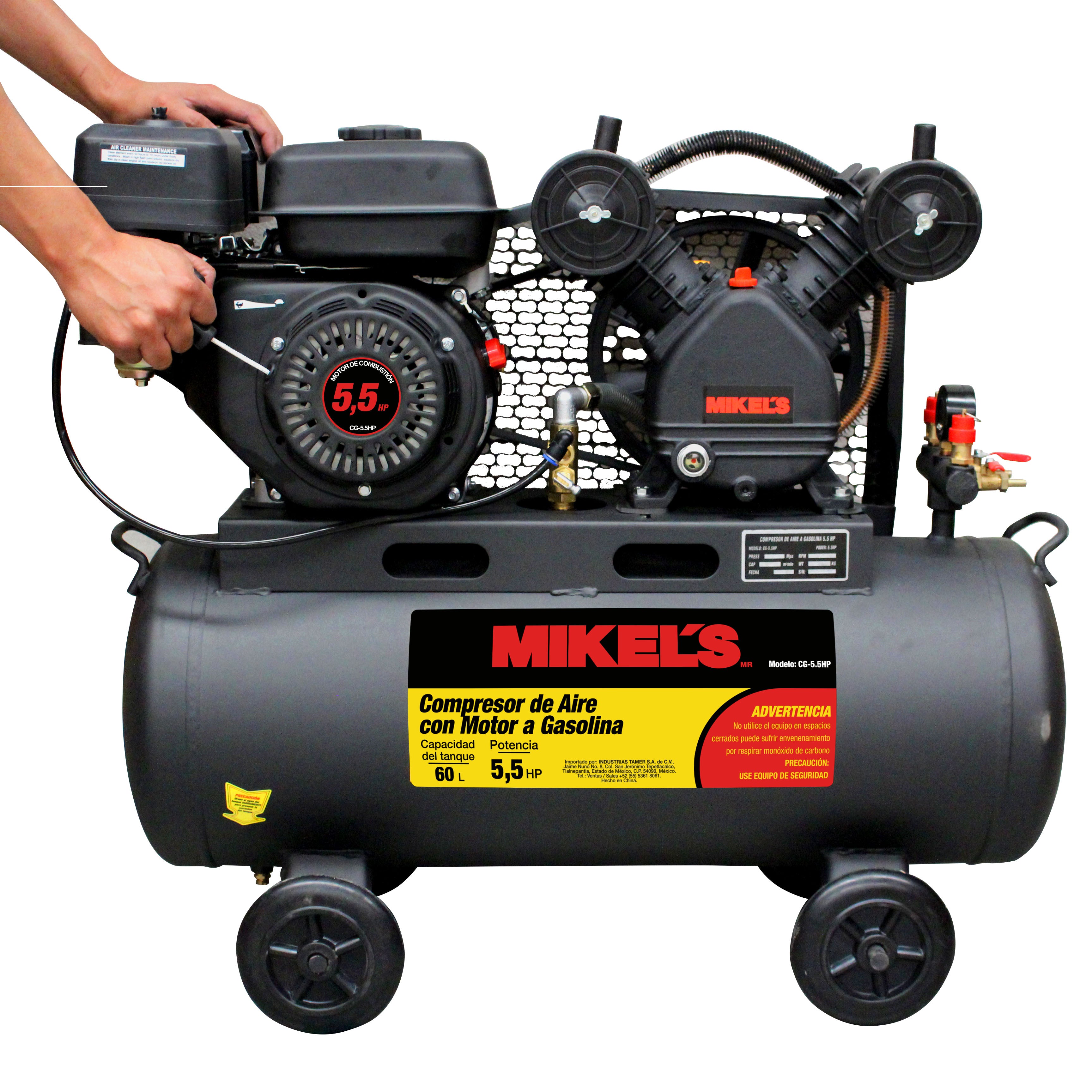 Compresor de aire 5.5 HP Motor a Gasolina (60 lts)