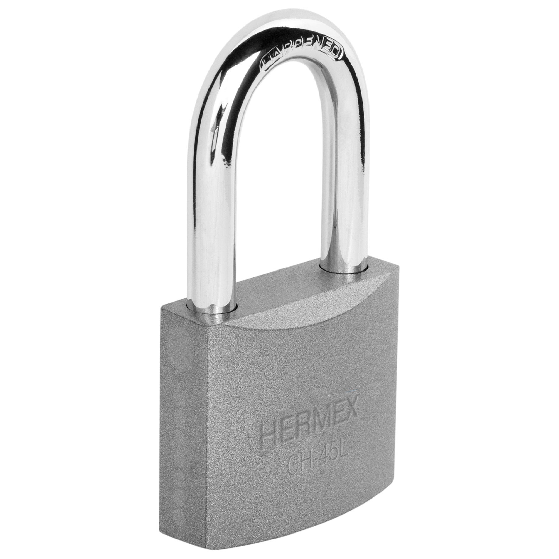 Candado de hierro 45 mm gancho largo en caja, HERMEX