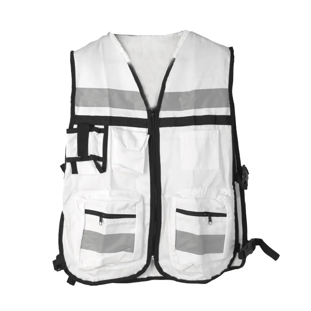 CHALECO BRIGADISTA BLANCO REFLEJANTE CON BOLSA TU