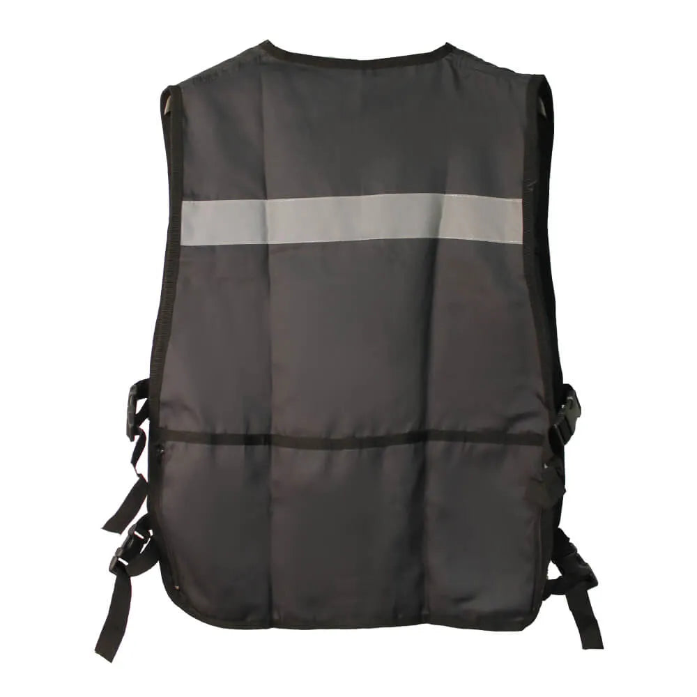 CHALECO BRIGADISTA GRIS OXFORD REFLEJANTE CON BOLSA TU