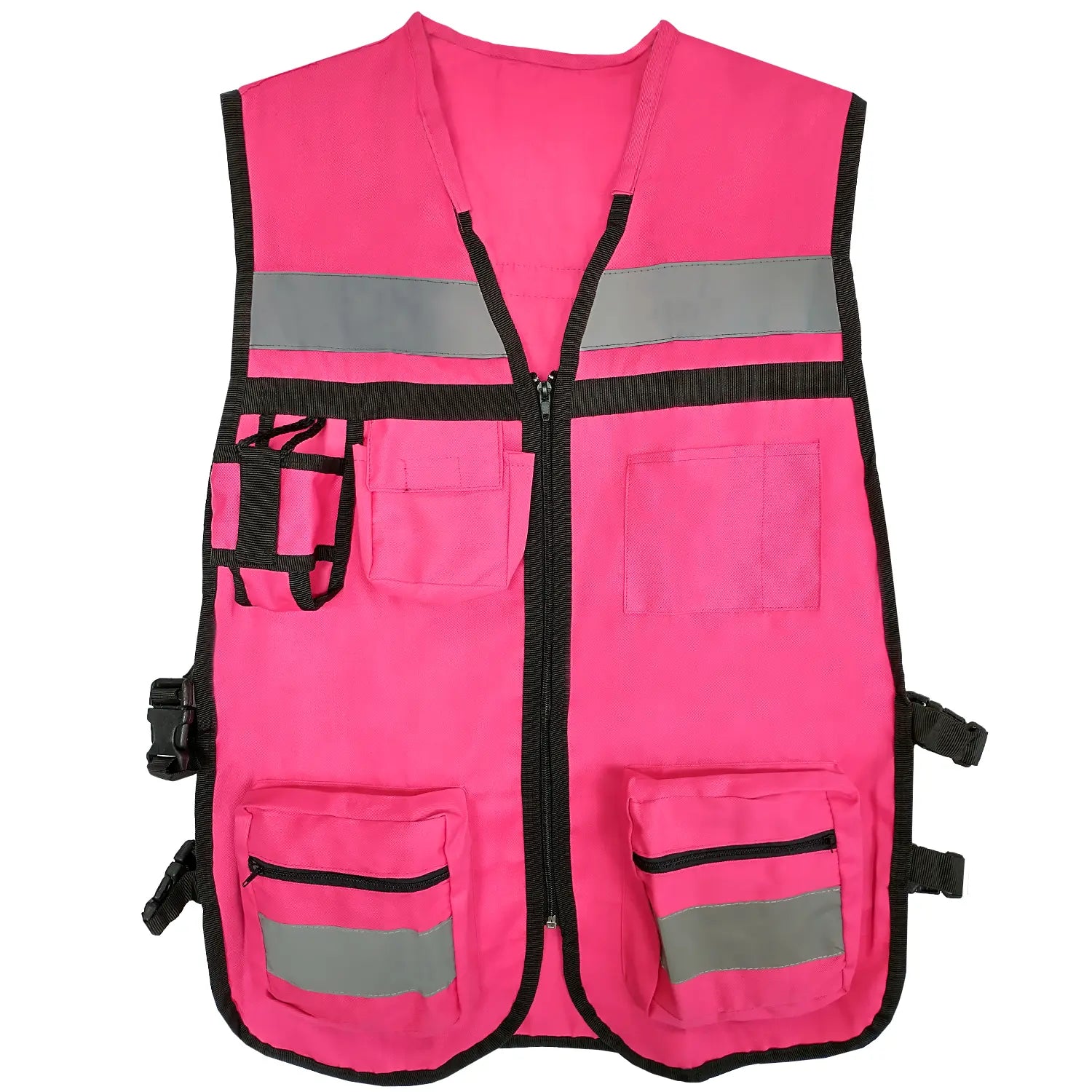 CHALECO BRIGADISTA FUCSIA REFLEJANTE CON BOLSA TU