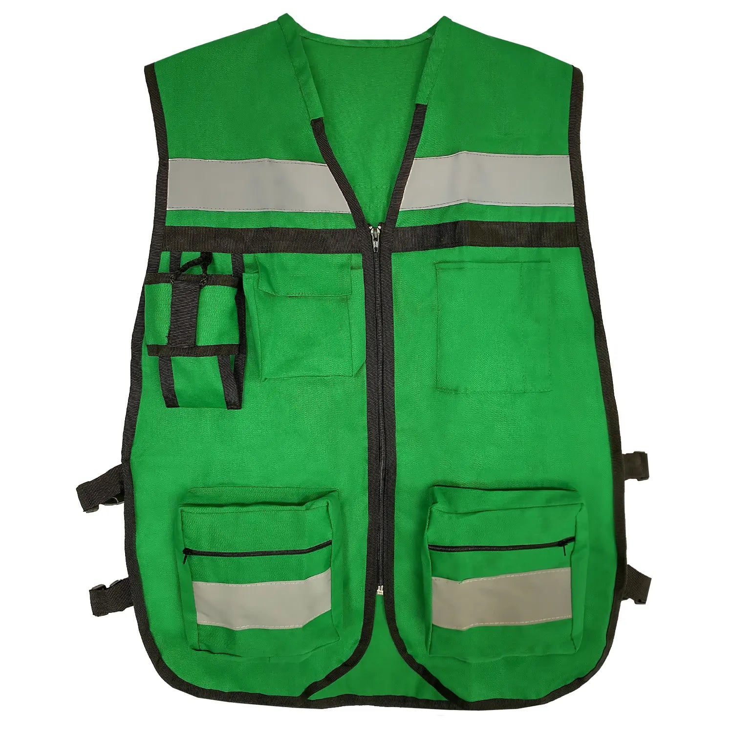 CHALECO BRIGADISTA VERDE MILITAR REFLEJANTE CON BOLSA TU