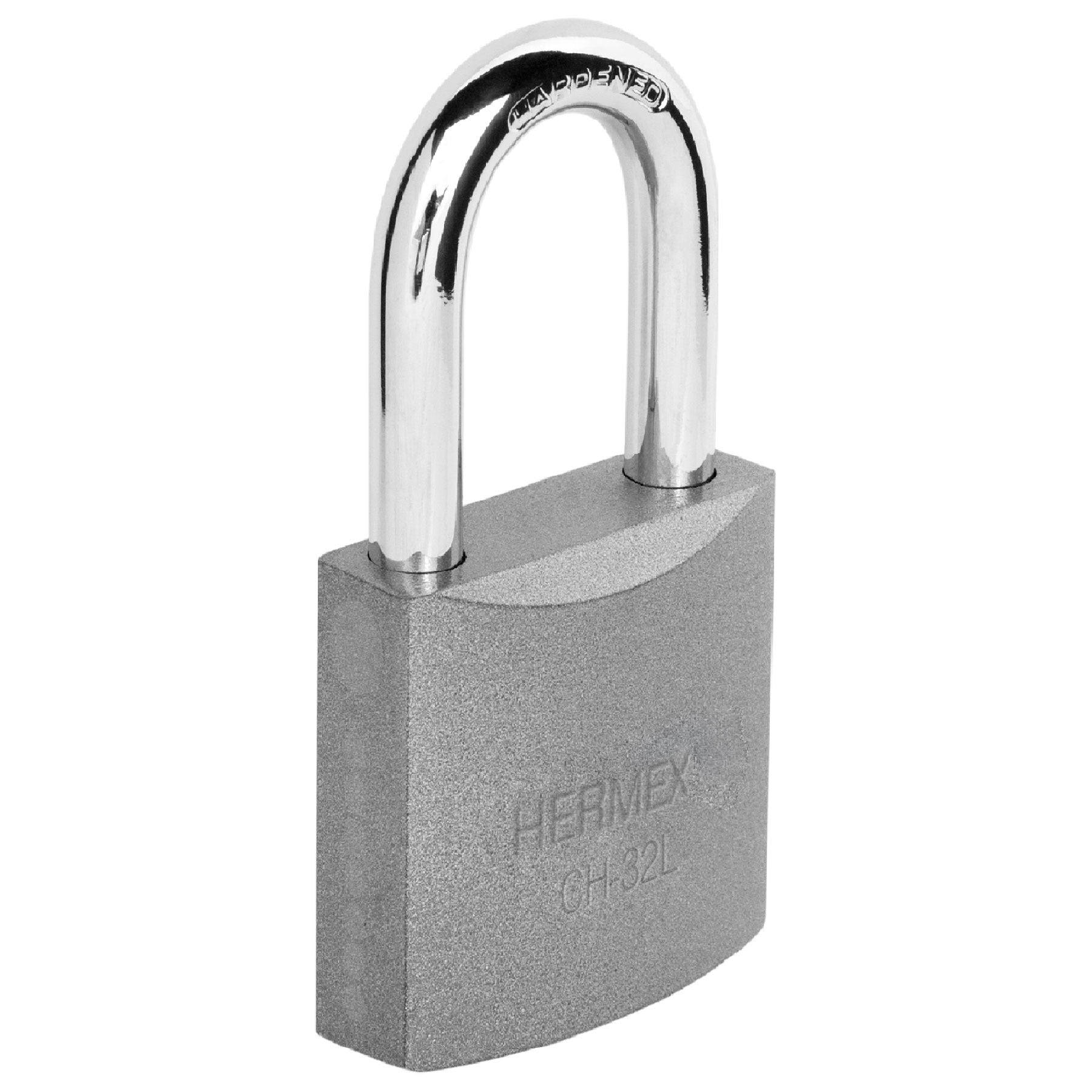 Candado de hierro 32 mm gancho largo en blister, HERMEX