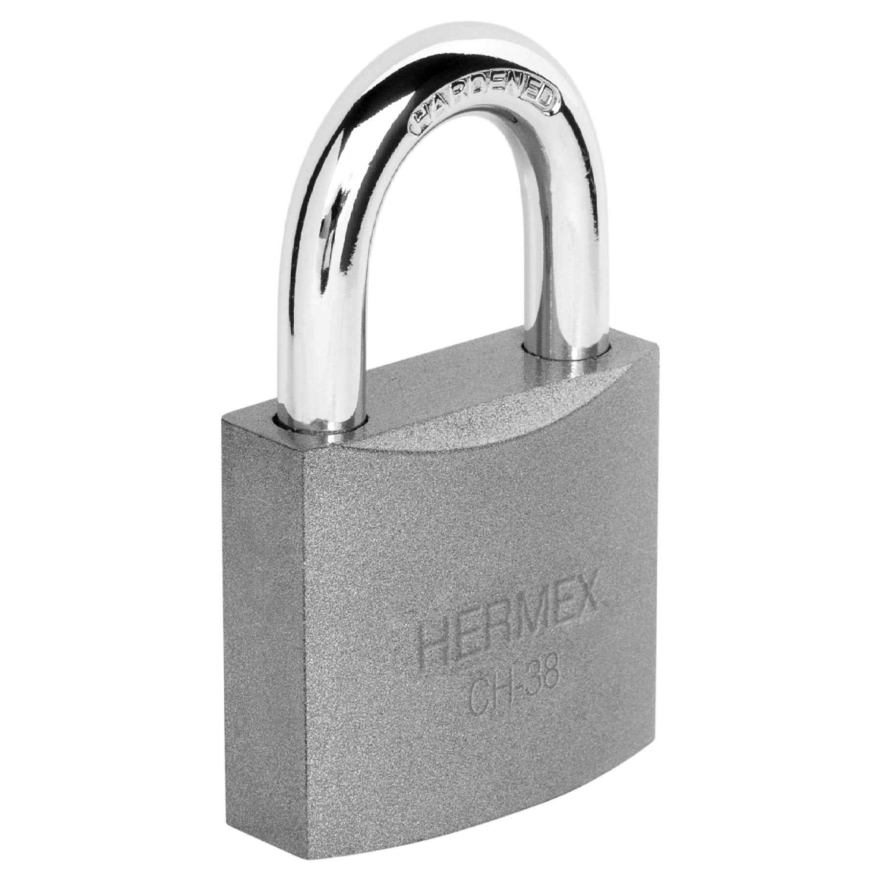Candado de hierro 38 mm gancho corto en blister, HERMEX