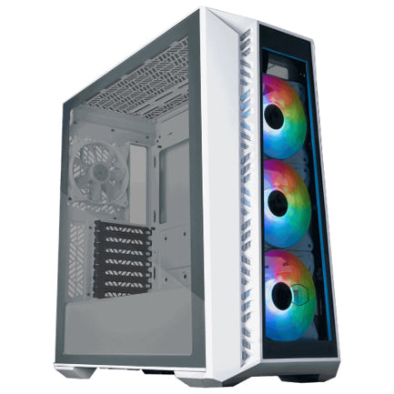 COOLERMASTER - Gabinete Gamer Cooler Master MasterBox MB520 Mid Tower ATX mATX ITX Vidrio Templado 3xFan ARGB Color Blanco Sin Fuente