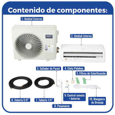 AUFIT - Minisplit WiFi Inverter / SEER 17 / 30,000 BTUs ( 2.5 TON ) / R32 / Frío y Calor / 220 Vca / Filtro de Salud / Compatible con Alexa y Google Home.