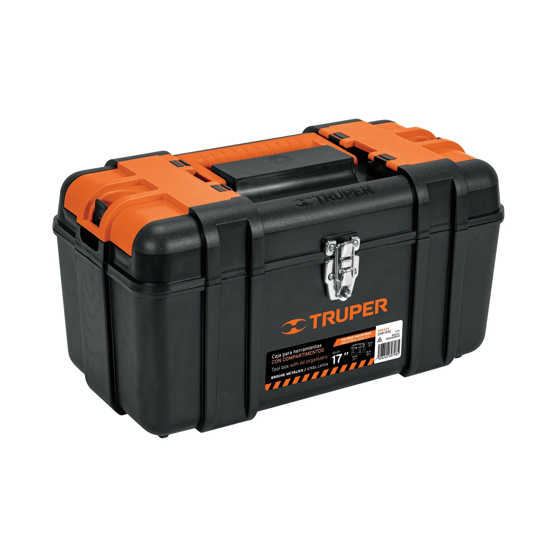 Caja para herramienta 17' c/compartimentos,broches metalicos