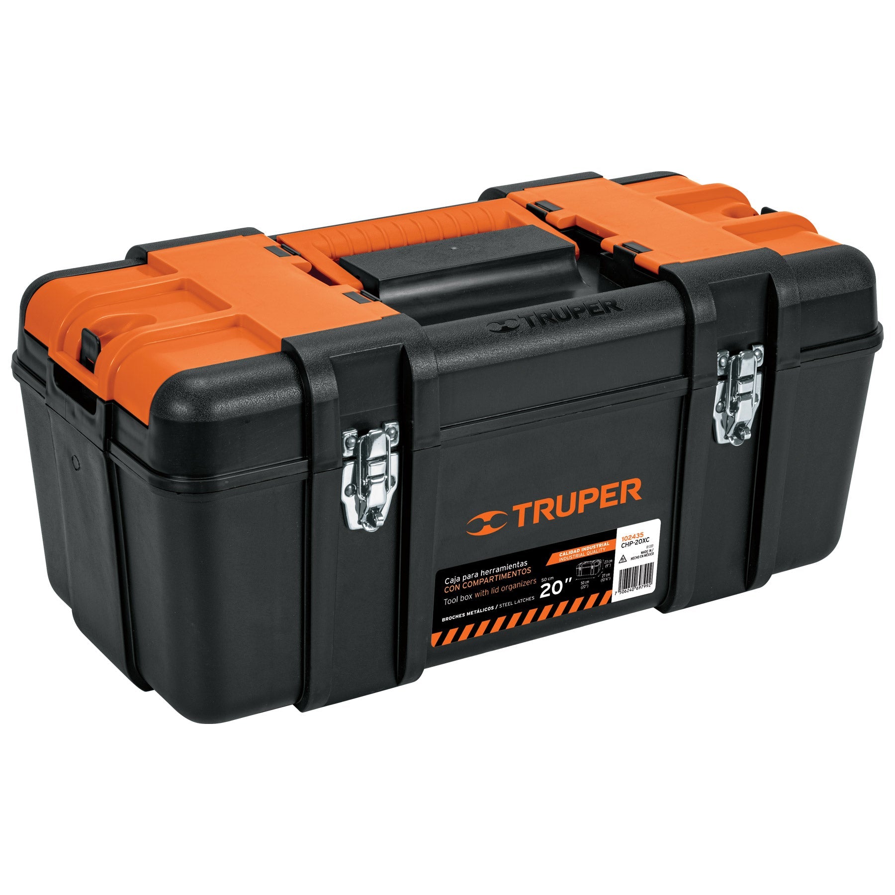 Caja para herramienta 20' c/compartimentos,broches metalicos