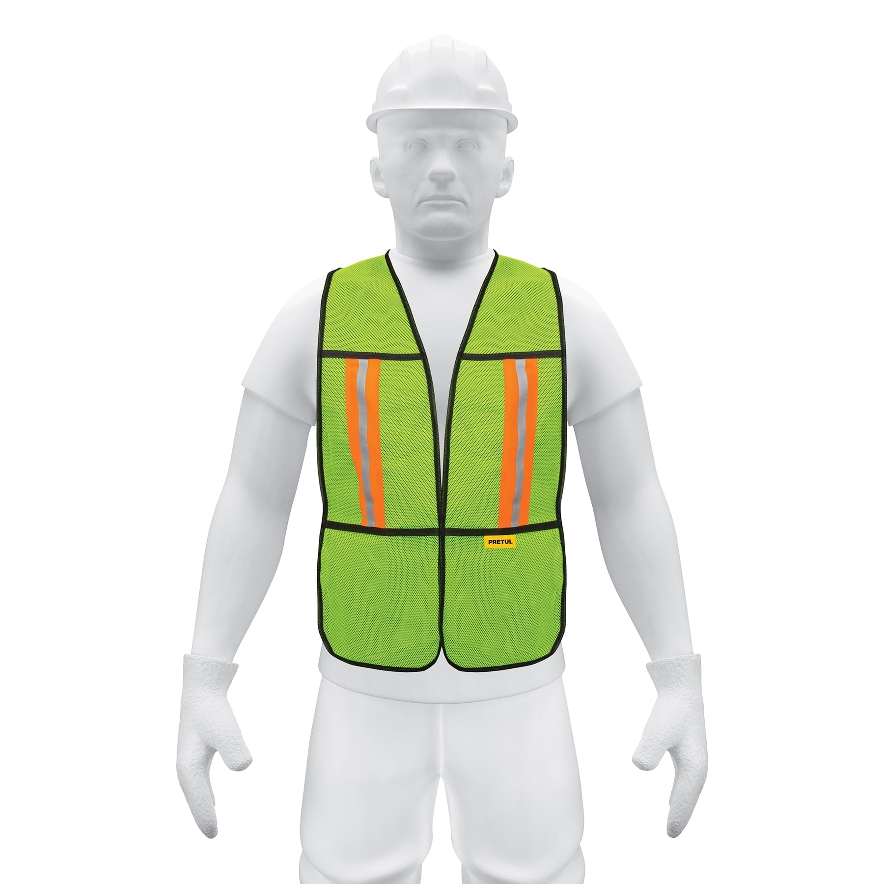 Chaleco de seguridad con cintas reflejantes, verde, Pretul