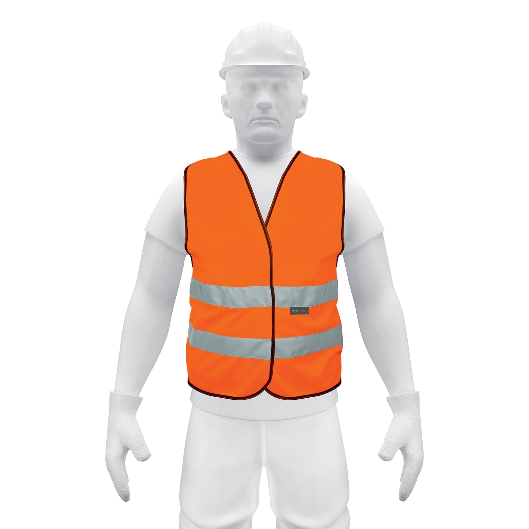 Chaleco de seguridad naranja con cintas de alta visibilidad