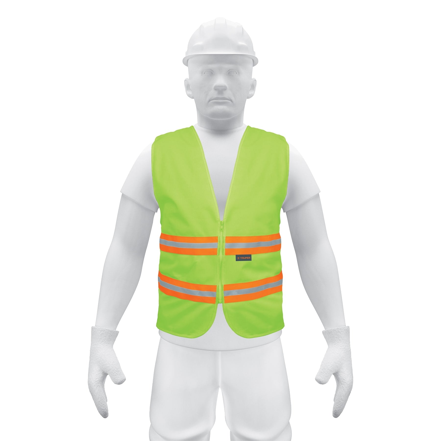 Chaleco de seguridad verde alta visibilidad con cierre