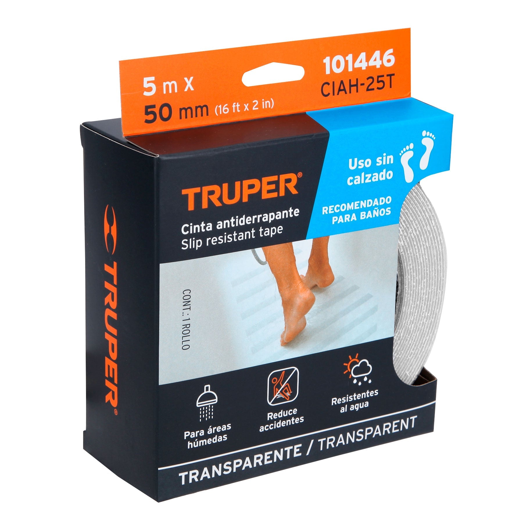 Rollo 5 m cinta antiderrapante transp. 50mm p/areas humedas