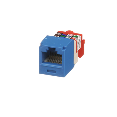 PANDUIT - Conector Jack RJ45 Estilo T, Mini-Com, Categoría 5e, de 8 posiciones y 8 cables, Color Azul