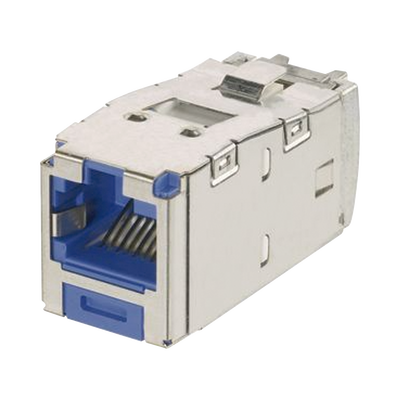 PANDUIT - Conector Jack RJ45 Blindado, Llaveado Azul, Estilo TG, Mini-Com, Categoría 6A, de 8 Posiciones y 8 Cables, Color Azul