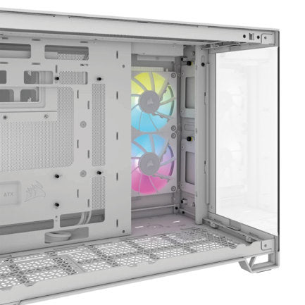 CORSAIR - Gabinete Corsair iCUE Link 2500X Mid Tower mATX ITX Cristal Templado Pecera 2xFan RGB Blanco Sin Fuente