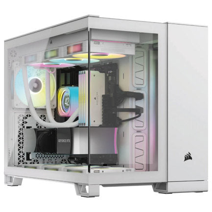 CORSAIR - Gabinete Corsair iCUE Link 2500X Mid Tower mATX ITX Cristal Templado Pecera 2xFan RGB Blanco Sin Fuente